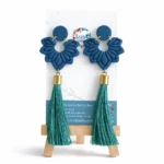 DENIM FLORAL TASSEL