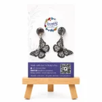 BLACK, GREY AND SILVER MARBLE STUD WITH BUTTERFLY
