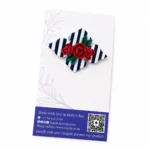 NAVY AND WHITE STRIPE BROOCH WITH ROSES