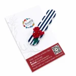 NAVY AND WHITE STRIPE HAIR CLIP WITH ROSES