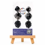 BLACK, GREY AND SILVER MARBLE WITH MONSTER LEAF