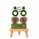 MARBLED GREEN AND GOLD RINGS WITH MONSTER LEAVES